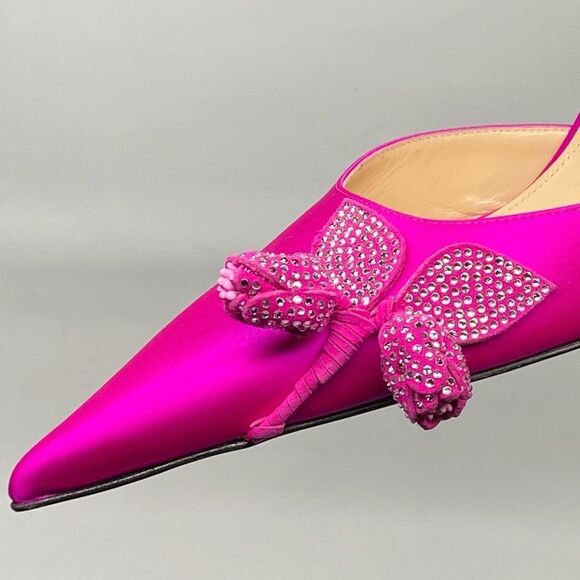 Mach & Mach Wonder Tulip 95MM Silk & Crystal Slingback Pumps size 40 - Picture 8 of 15